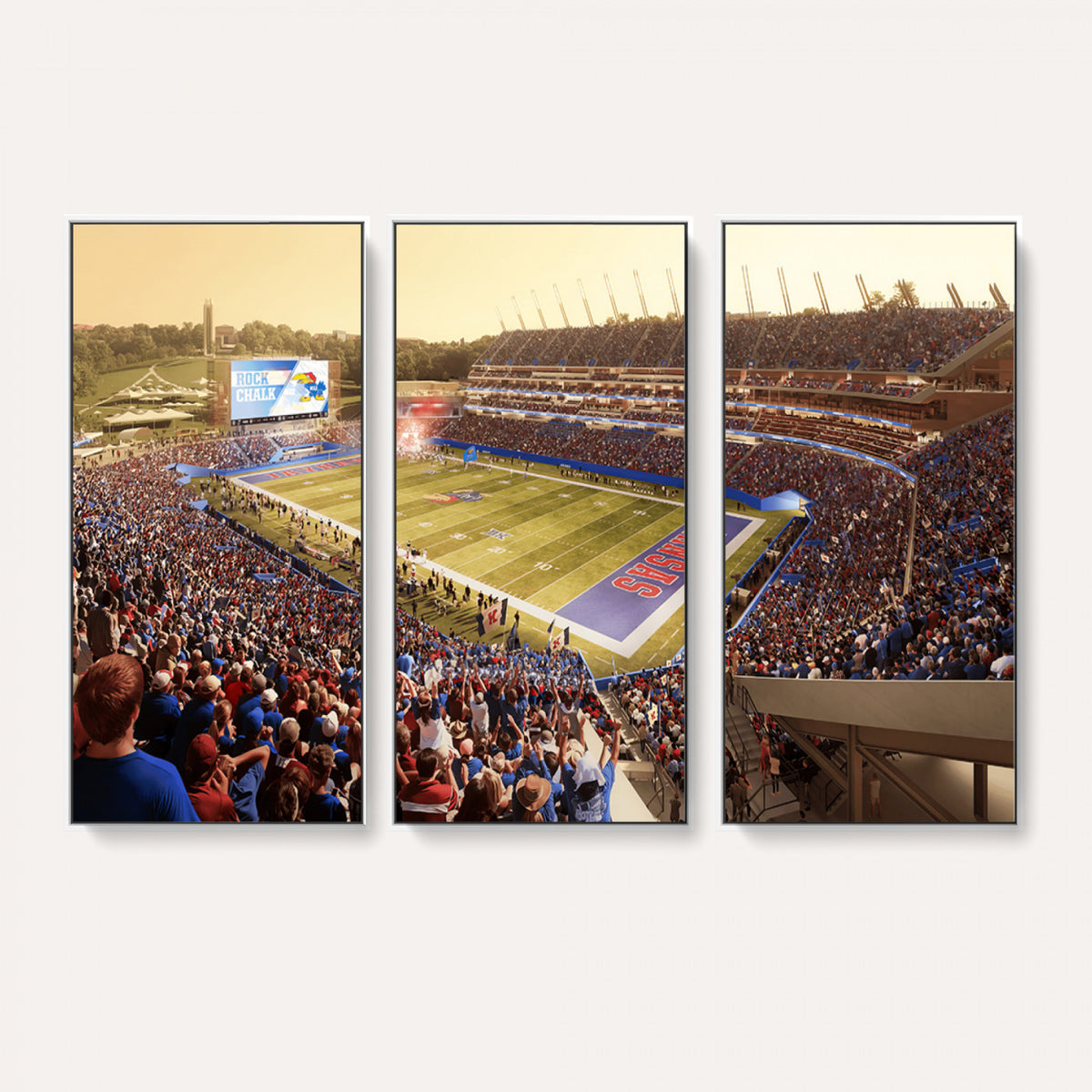 71731-MGV-CV-36X24 - University of Kansas Jayhawks Football Team Print - Lawrence Kansas Memorial Stadium Wall Art Canvas