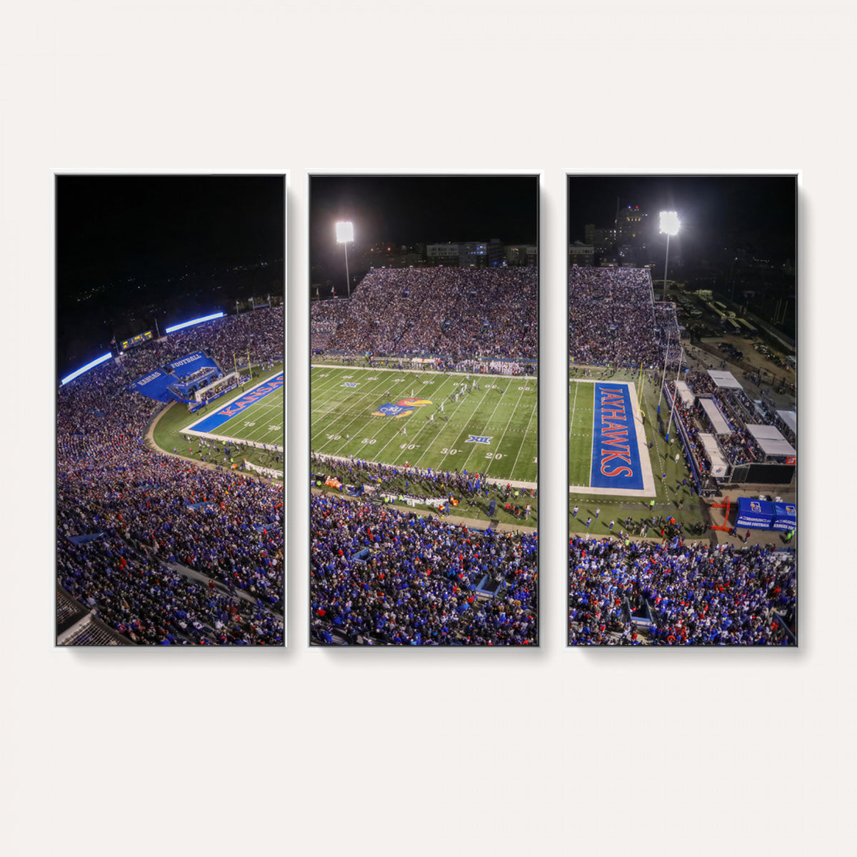 69760-MGV-CV-36X24 - University of Kansas Jayhawks Football Team Print - Lawrence Kansas Memorial Stadium Wall Art Canvas