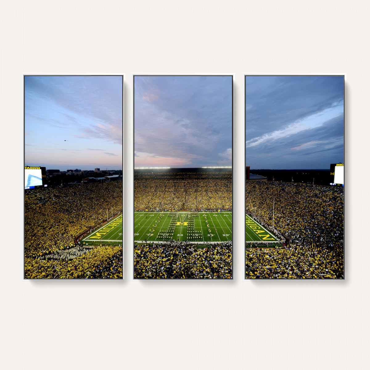 82641-MGV-CV-36X24 - Michigan Stadium Wall Art Canvas Print – Framed Football Field Scene with Marching Band Artwork for Home, Office