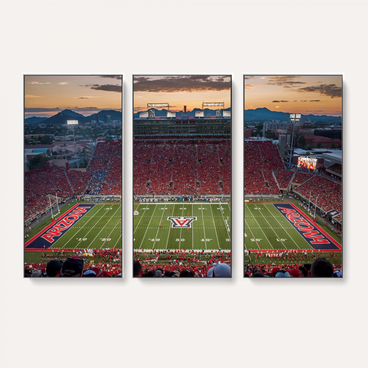 99722-MGV-CV-36X24 - Framed Arizona Wildcats Football Team Print - Tucson Arizona Stadium Wall Art Canvas Print
