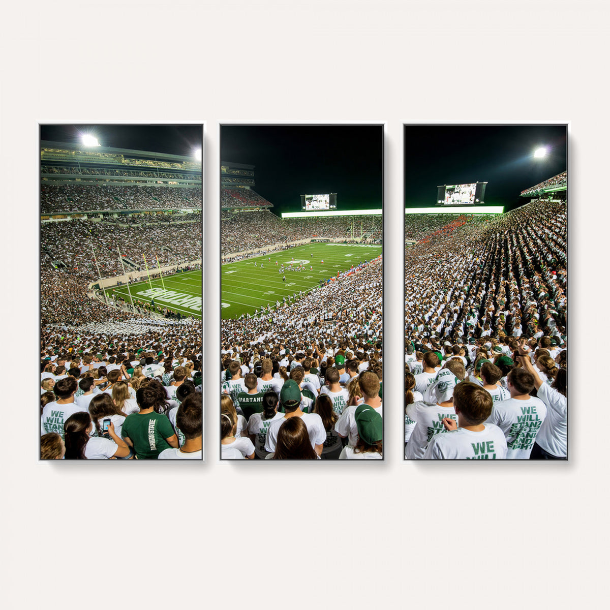 30457-PAN-FL-20X10 - Michigan State Spartans Football Canvas Print - East Lansing Spartan Stadium Wall Art Canvas Print