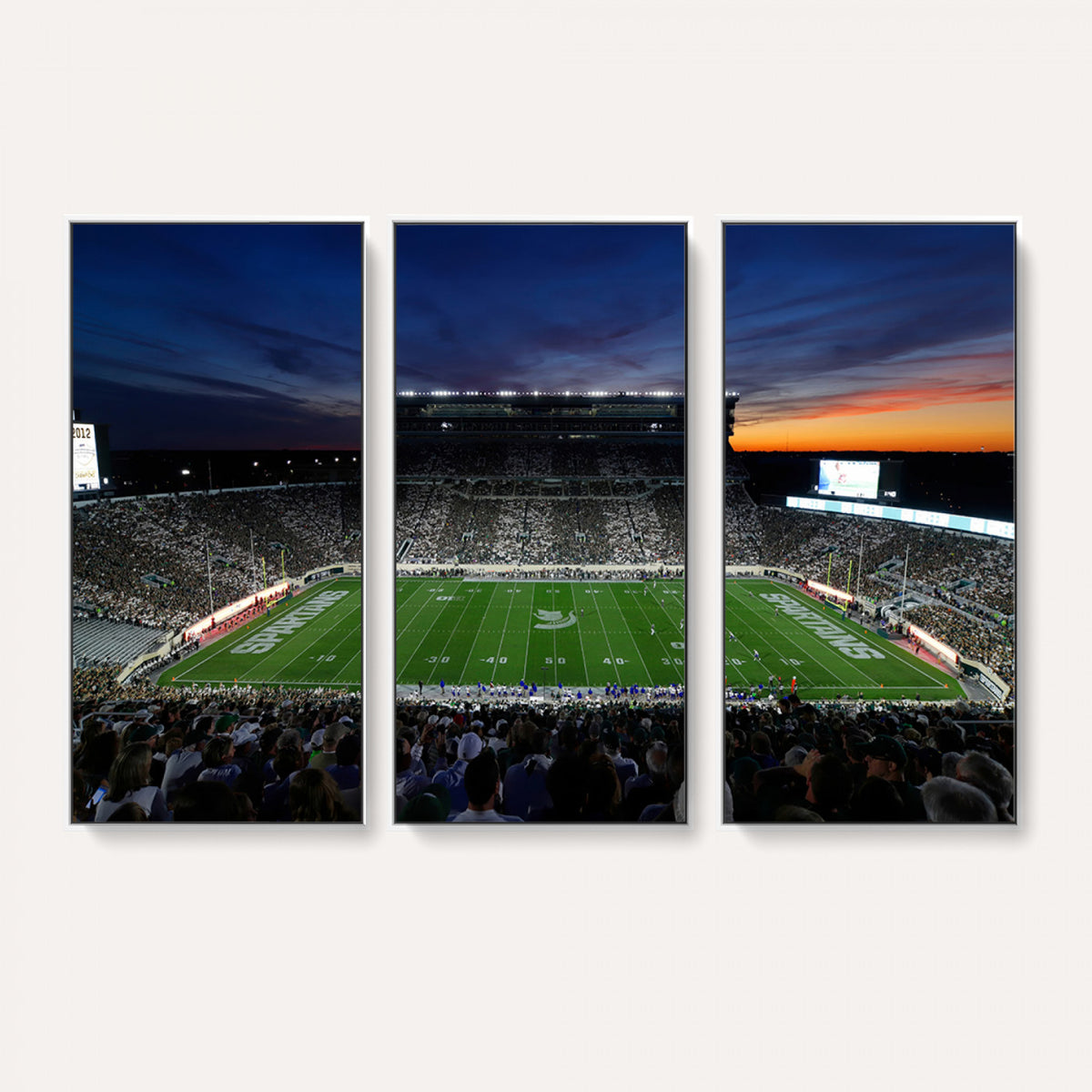 49074-PAN-FL-20X10 - Michigan State Spartans Football Team Print - East Lansing Spartan Stadium Canvas Print