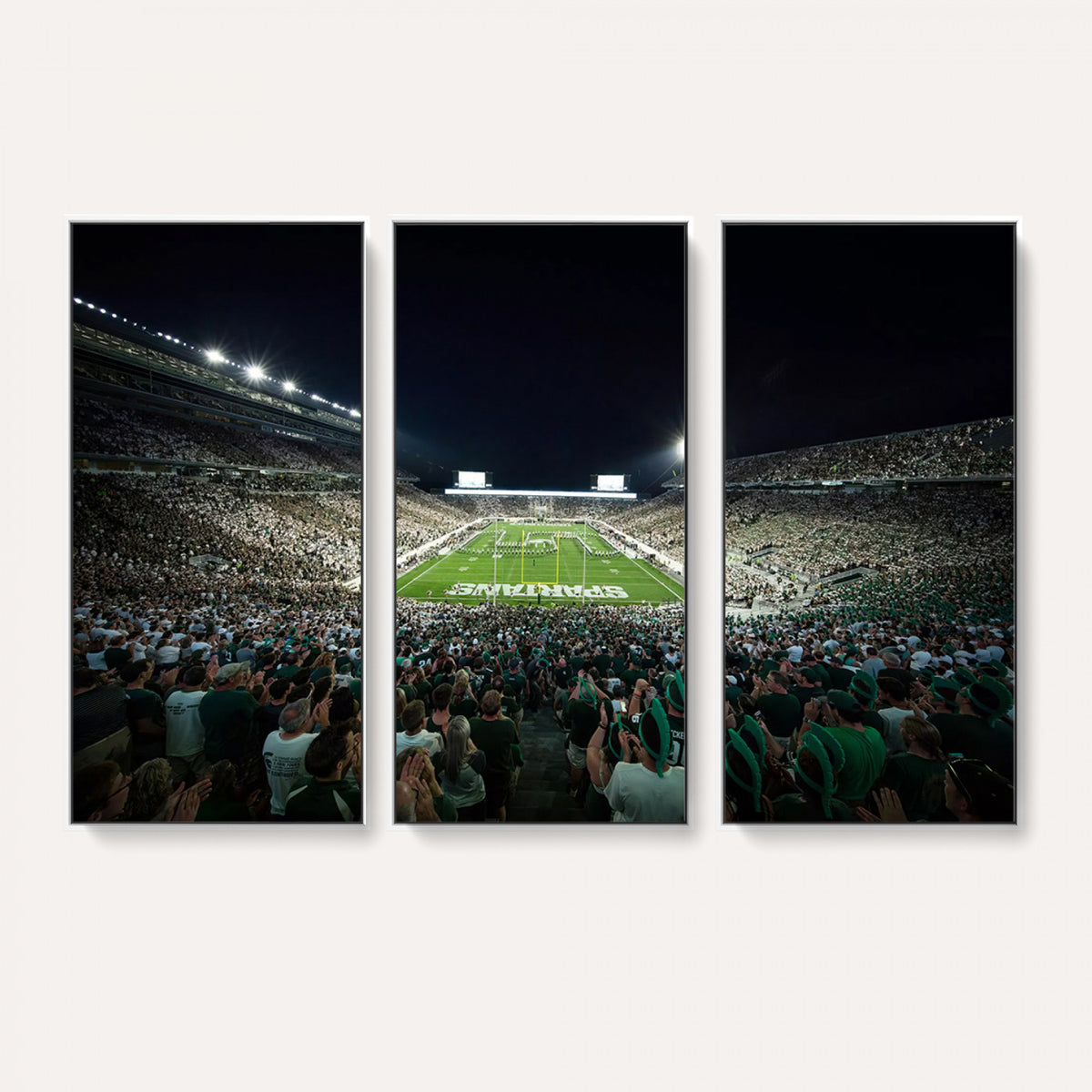 57523-PAN-FL-20X10 - Framed Michigan State Spartans Football Team Print - East Lansing Spartan Stadium Wall Art Canvas