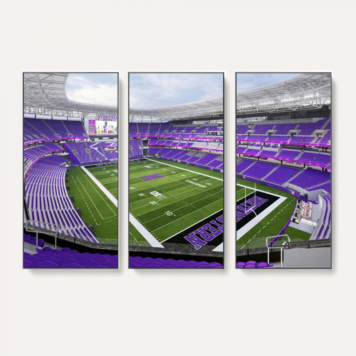 49190-MGV-CV-36X24 - Northwestern University Wildcats Football Team Print - Evanston Ryan Field Wall Art Canvas Print