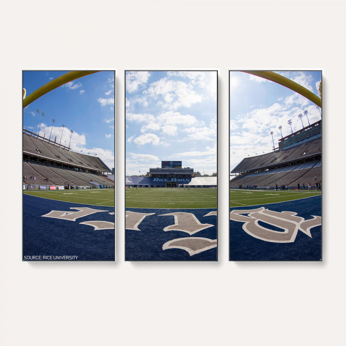 50267-MGV-CV-36X24 - Rice University Owls Football Team Print, Houston Rice Stadium, Framed and Ready to Hang