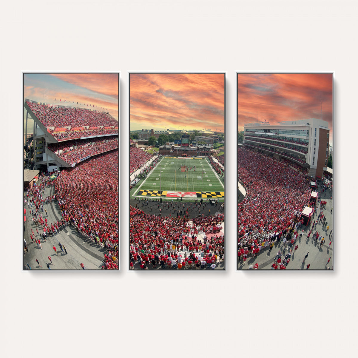 24140-PAN-FL-20X10 - University of Maryland Terrapins Football Team Print - College Park SECU Stadium Wall Art Canvas