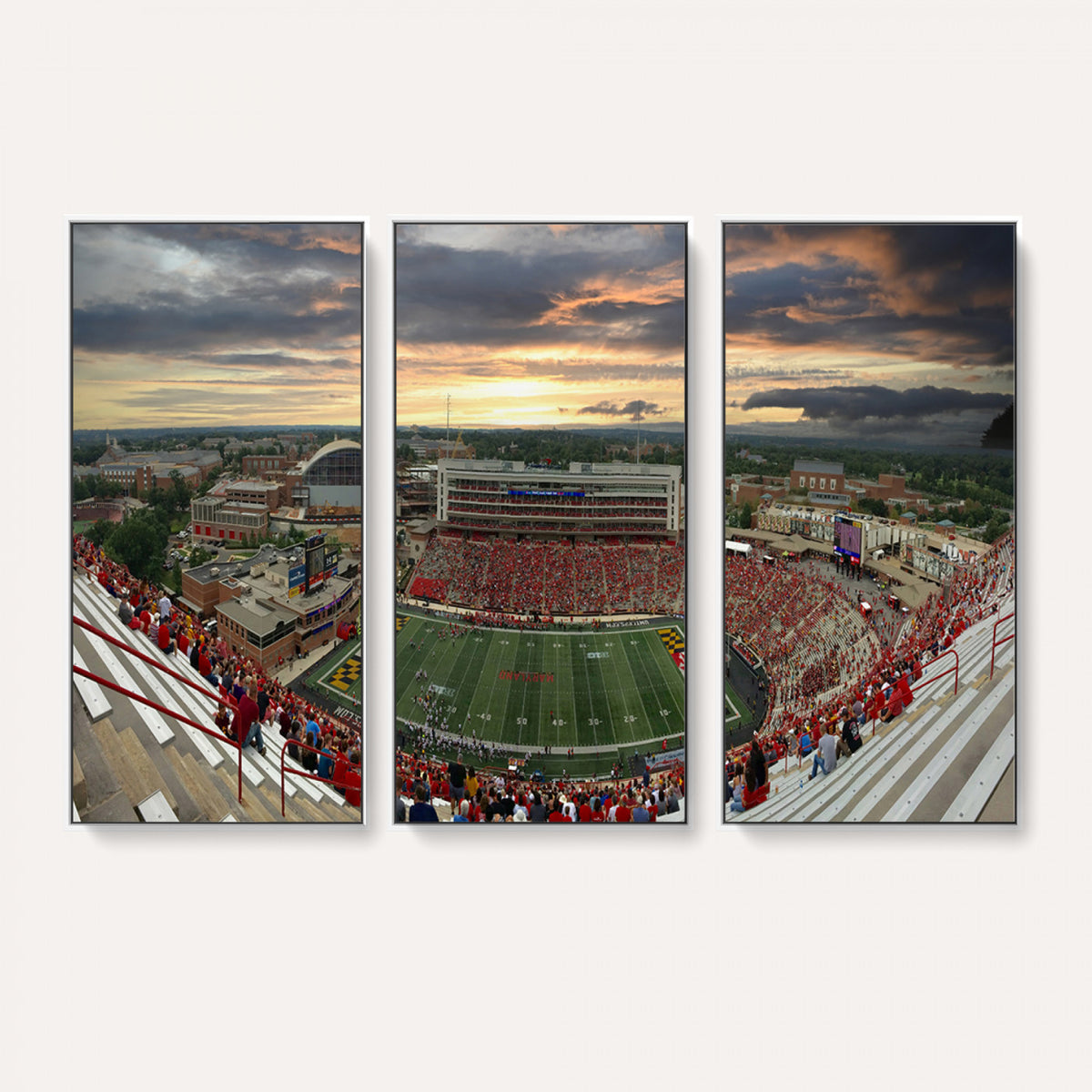 29993-PAN-FL-20X10 - University of Maryland Terrapins Football Team Print - College Park SECU Stadium Wall Art Canvas