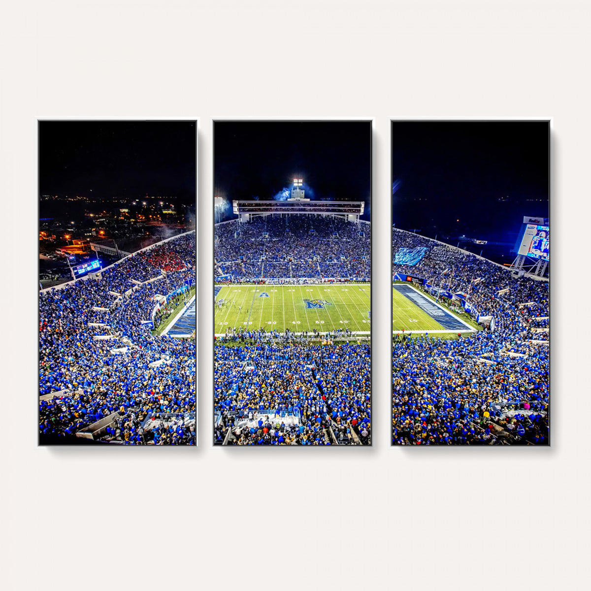 11665-PAN-FL-20X10 - University of Memphis Tigers Football Team Print - Memphis Simmons Bank Liberty Stadium Wall Art