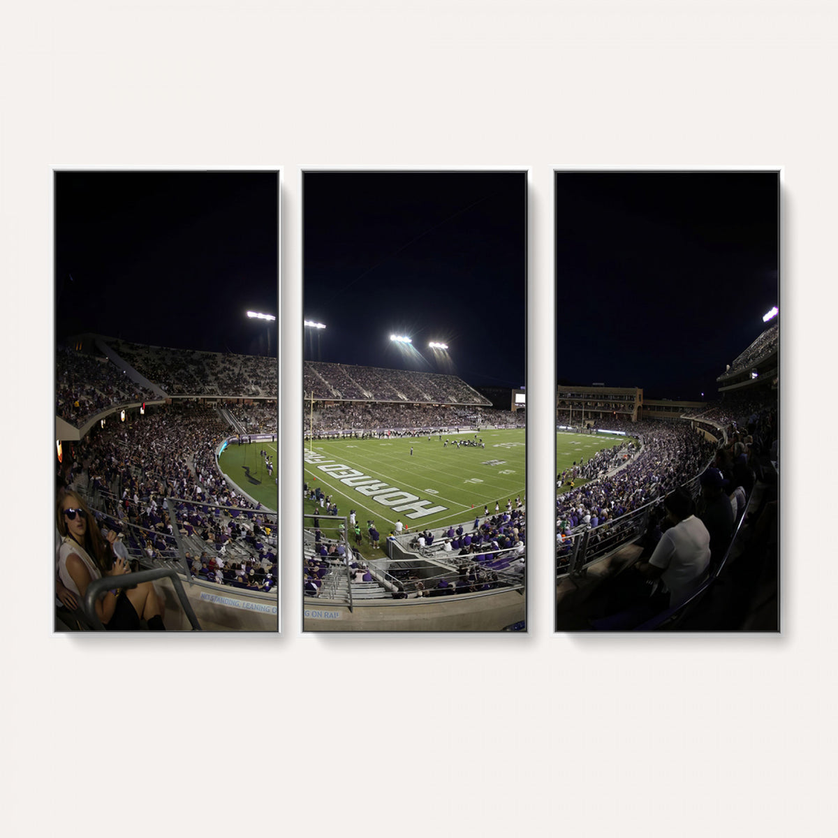 59222-PAN-FL-20X10 - TCU Horned Frogs Football Team Print - Fort Worth Amon G. Carter Stadium Wall Art Canvas Print.