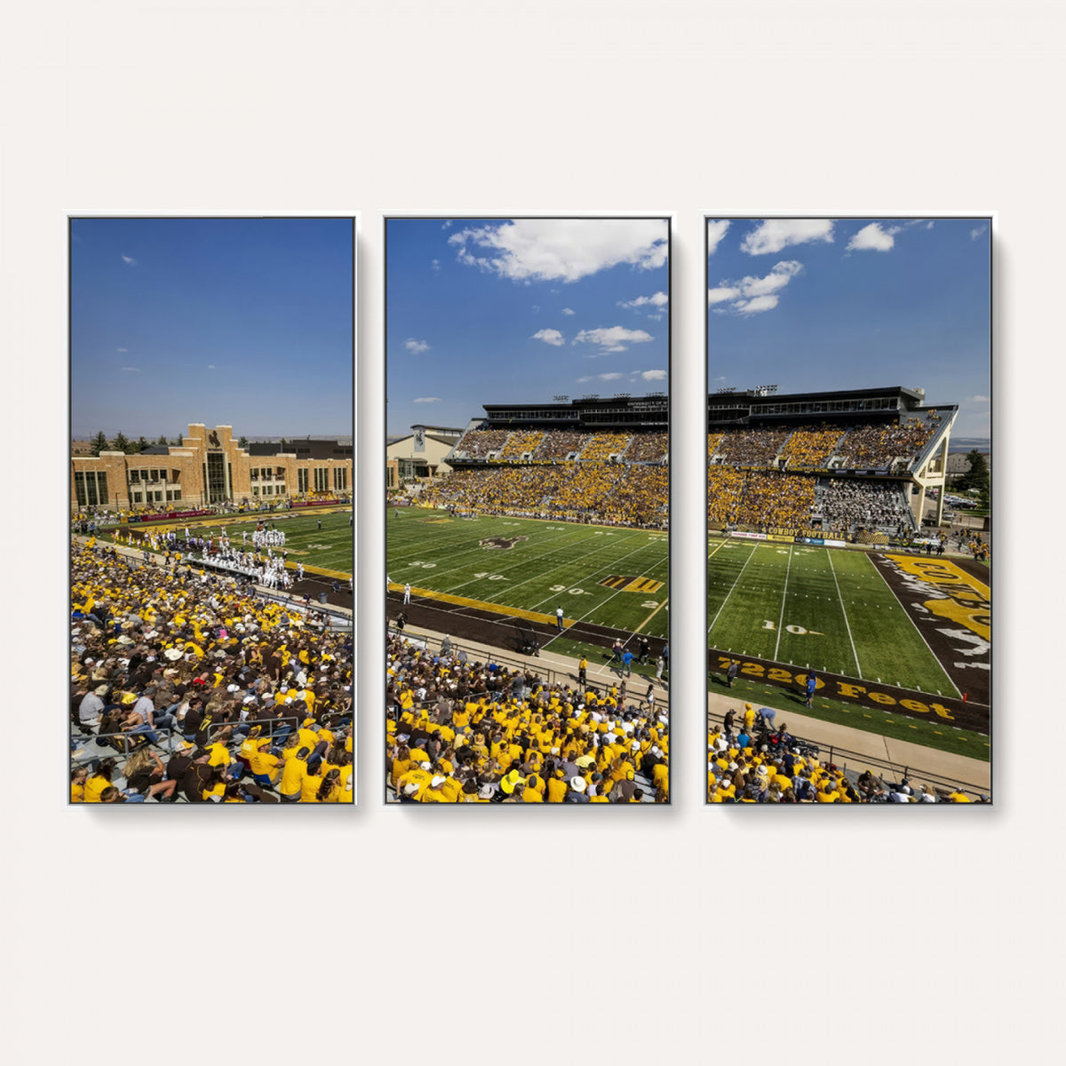 75112-MGV-CV-36X24 - University of Wyoming Cowboys Football Team Print, Laramie, Home Bar Wall Decor