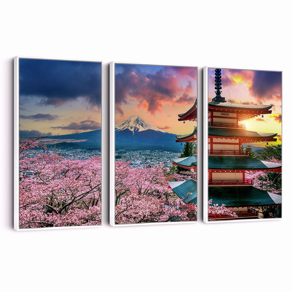 95987-MGV-CV-24X16 - Cherry Blossoms Canvas Print, Chureito Pagoda and Mount Fuji Wall Art