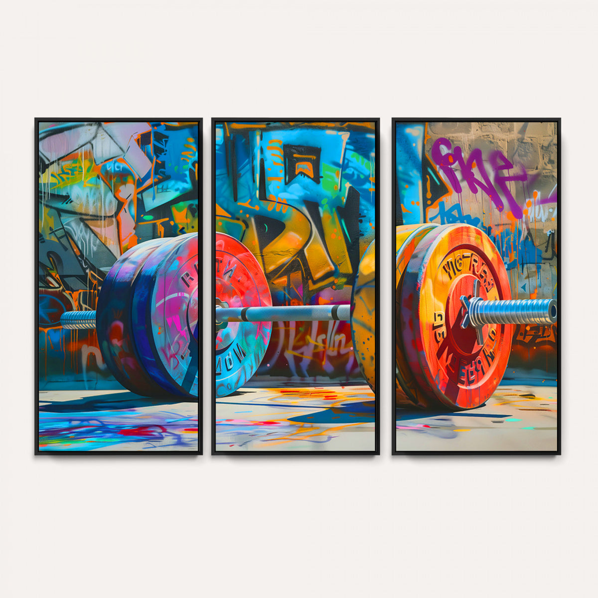 70871-MGV-CV-36X24 - Fitness Gym Barbell Graffiti Wall Art Canvas Print