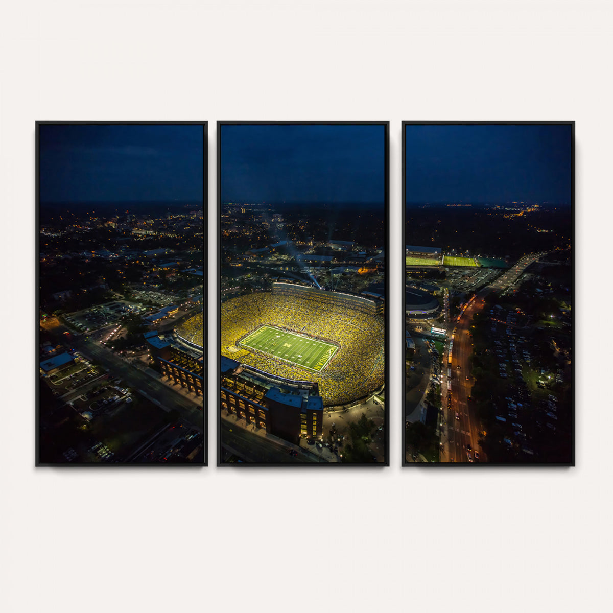 33588-MGV-CV-36X24 - Michigan Stadium Night Game Wall Art | Sports Arena Aerial View Canvas
