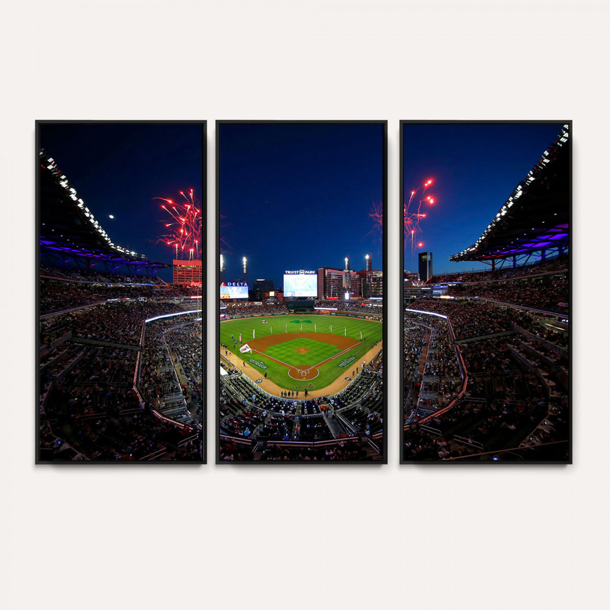 50582-MGV-CV-36X24 - Truist Park Atlanta Braves Baseball Stadium Wall Art Print | Large 3-Panel Canvas Print for Sports