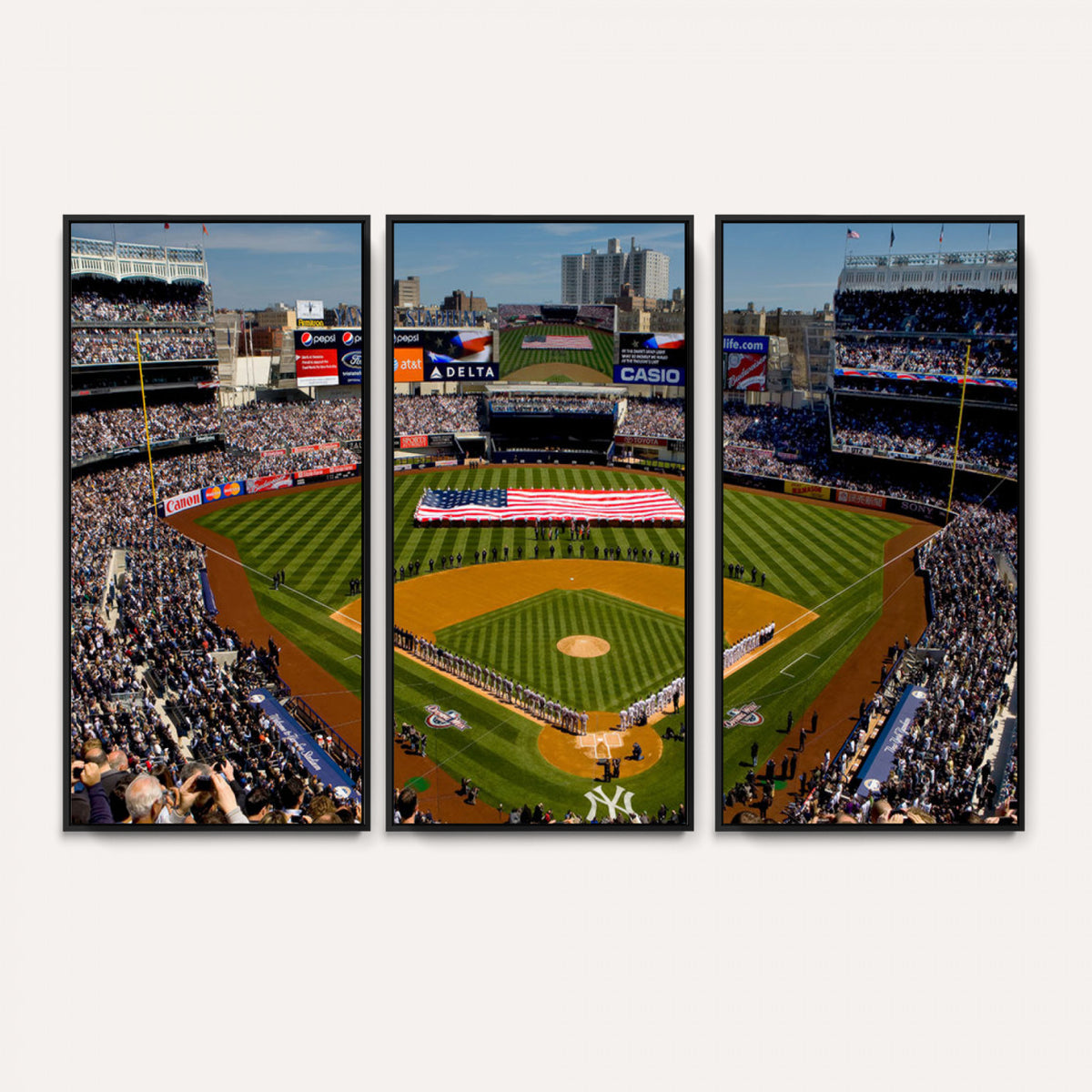 20879-MGV-CV-36X24 - Yankee Stadium New York Wall Art Print | 3-Panel Canvas Print of Yankees Baseball Stadium