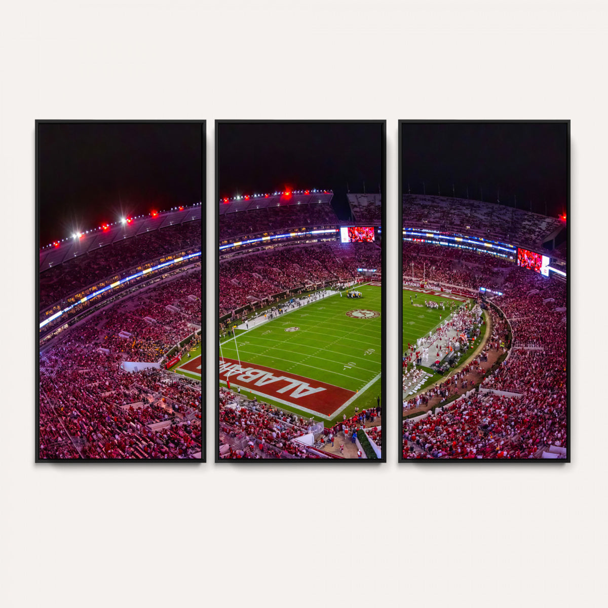 11343-MGV-CV-36X24 - Bryant-Denny Stadium Night Game Triple Canvas Wall Art | Alabama Crimson Tide Football