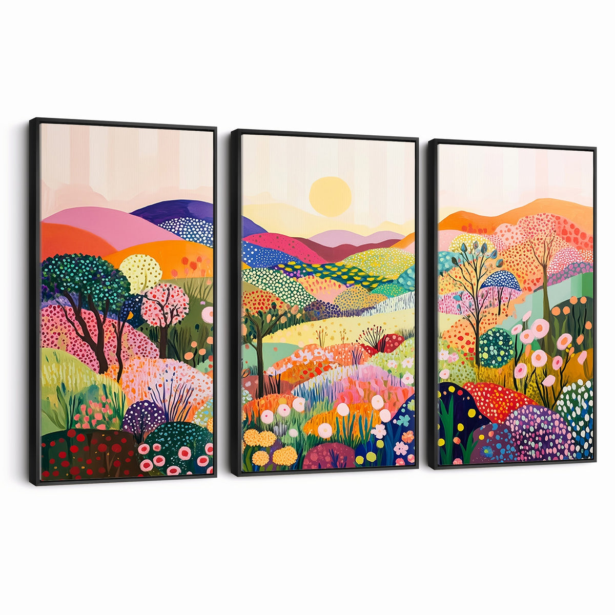 63198-MGV-CV-24X16 - Yayoi Kusama 1986 Wall Art Print, Yayoi Kusama Wabi Sabi Japanese Abstract Landscape Canvas