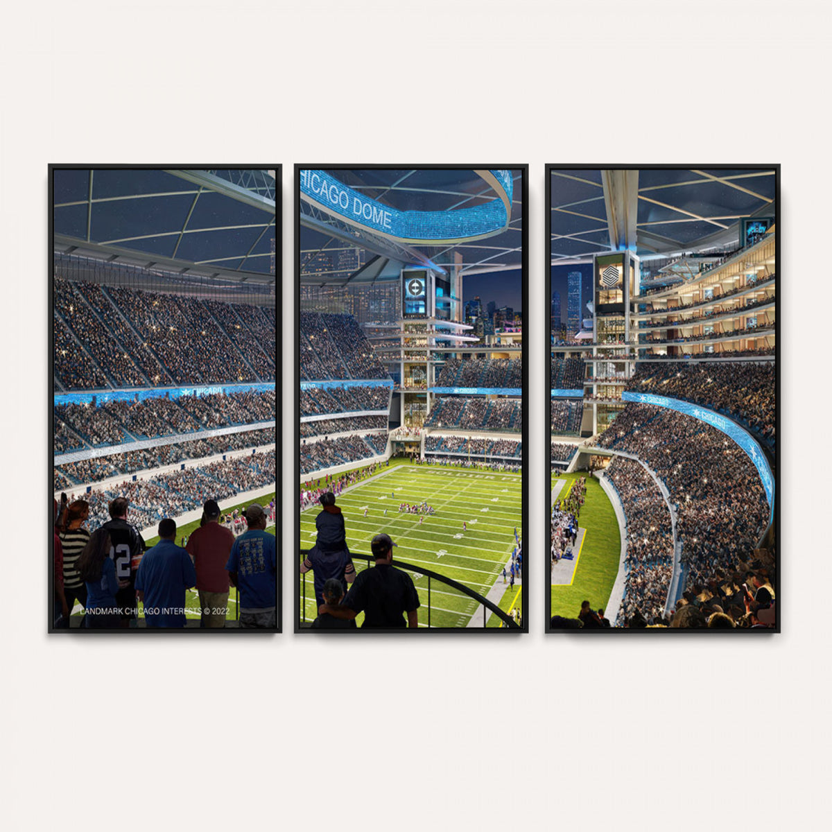 41816511-MGV-CV-36X24 - Chicago Dome Stadium Wall Art Canvas Print, Framed Modern Decor