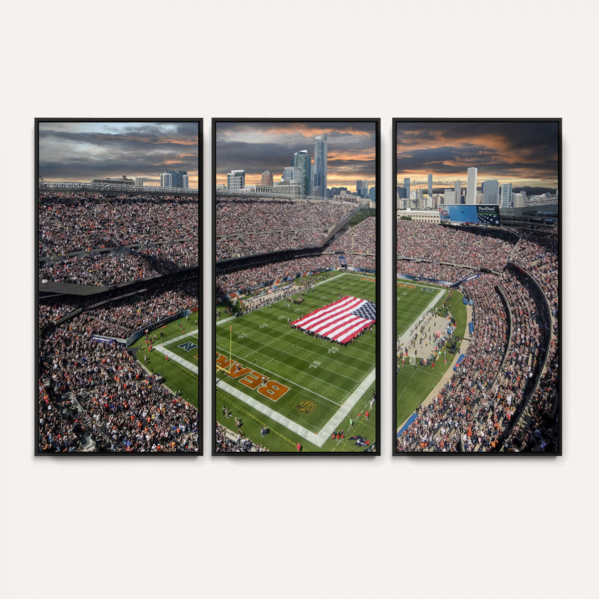 98106777-PAN-FL-20X10 - Chicago Bears Soldiers Field Wall Art Canvas Print, Extra Large Game Room Wall Decor