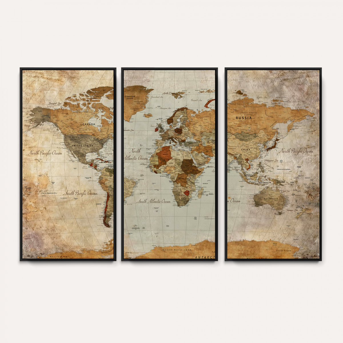 74176056-MGV-CV-36X24 - World Map Wall Art Canvas Print, Modern Decorative Framed Map Artwork Prints for Living Room, Office, Bedroom Wall Decor
