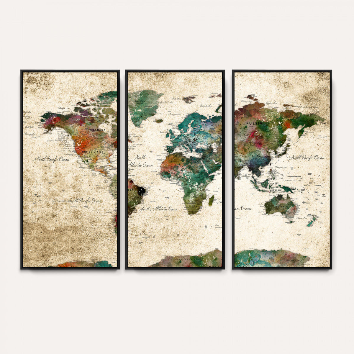 87544591-MGV-CV-36X24 - World Map Wall Art Canvas Print, Modern Decorative Framed Map Artwork Prints for Living Room, Office, Bedroom Wall Decor