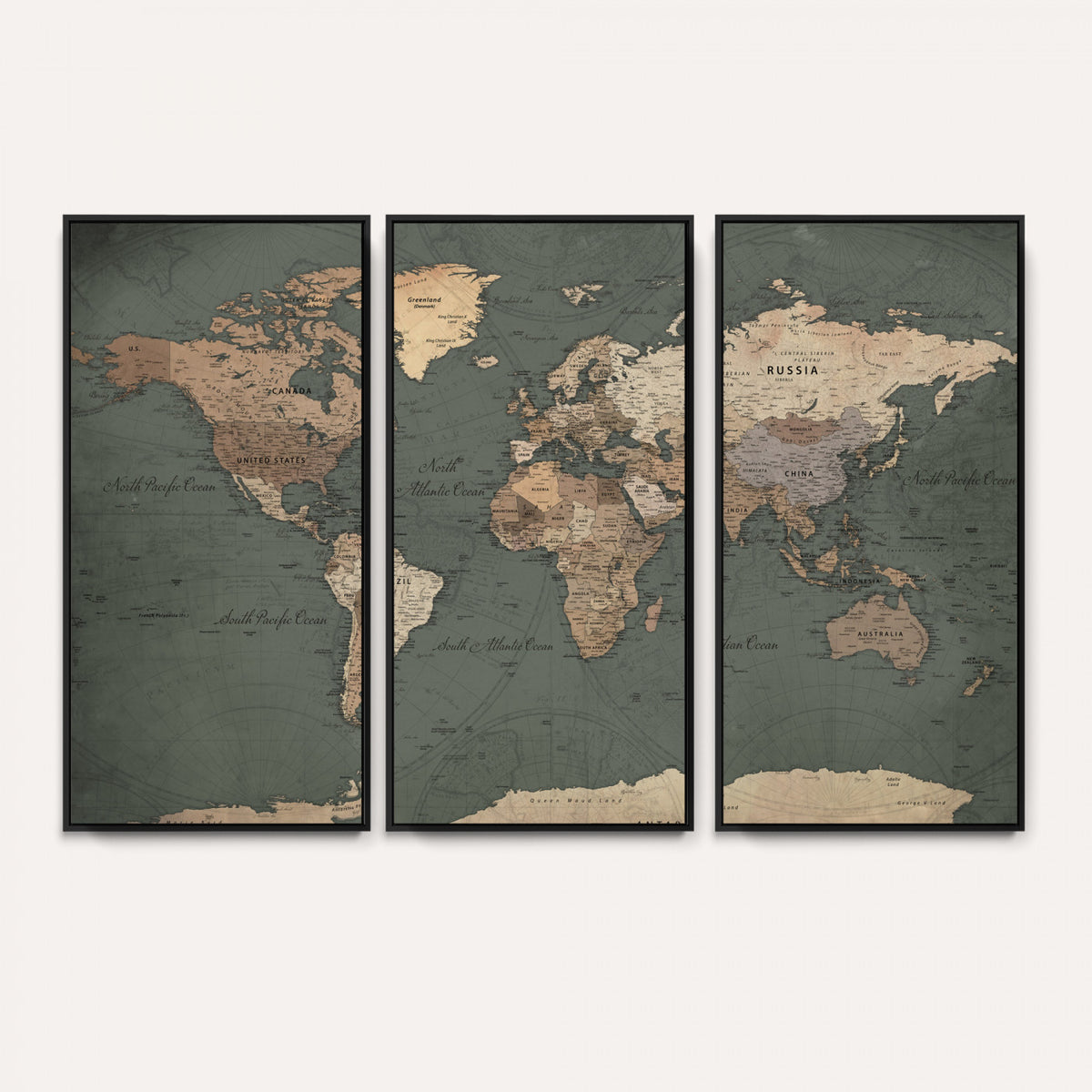 84619399-MGV-CV-36X24 - World Map Wall Art Canvas Print, Modern Decorative Framed Map Artwork Prints for Living Room, Office, Bedroom Wall Decor