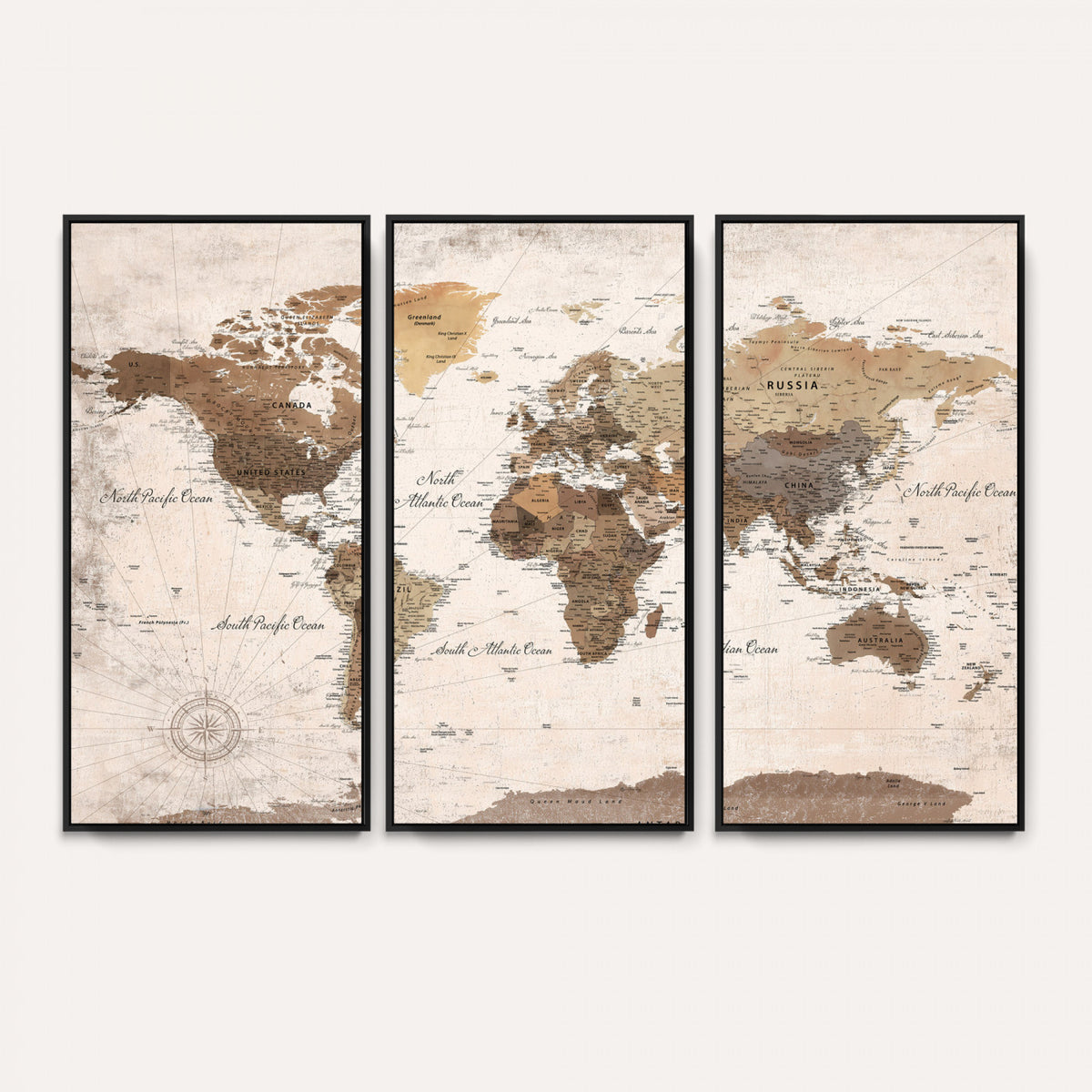 38923639-MGV-CV-36X24 - World Map Wall Art Canvas Print, Modern Decorative Framed Map Artwork Prints for Living Room, Office, Bedroom Wall Decor
