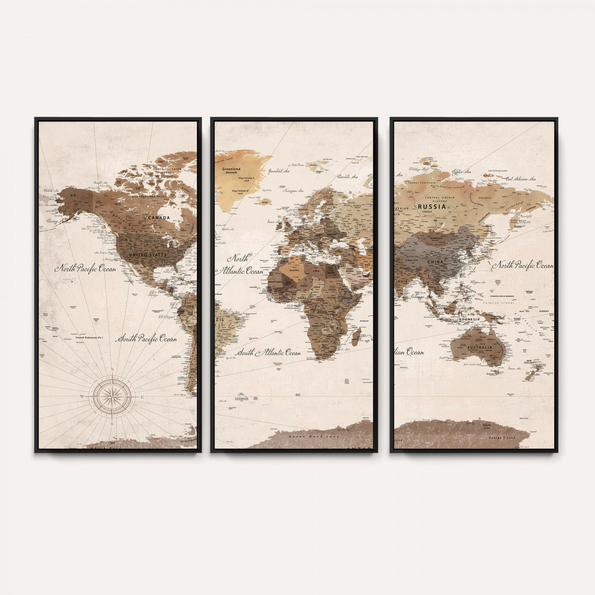 69860078-MGV-CV-36X24 - World Map Wall Art Canvas Print, Modern Decorative Framed Map Artwork Prints for Living Room, Office, Bedroom Wall Decor