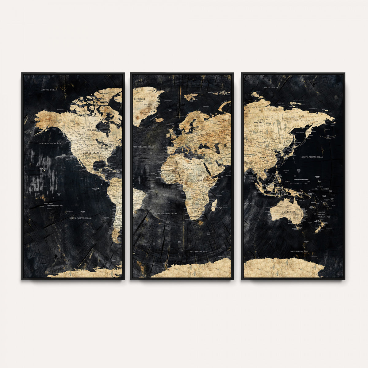 45535041-MGV-CV-36X24 - Framed Large World Map Wall Art Canvas Print for Living Room