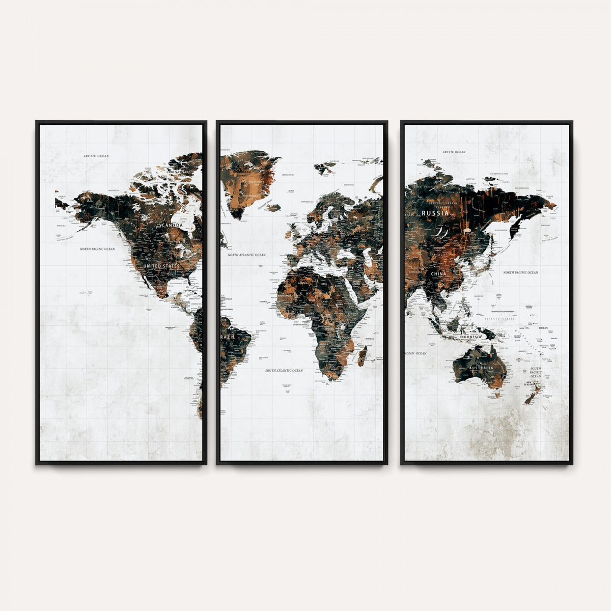 60008766-MGV-CV-36X24 - Large World Map Canvas Print – Framed Travel Map Wall Art