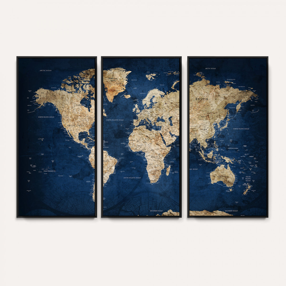 57503519-MGV-CV-36X24 - World Map Canvas Print – Framed Travel Map Wall Art for