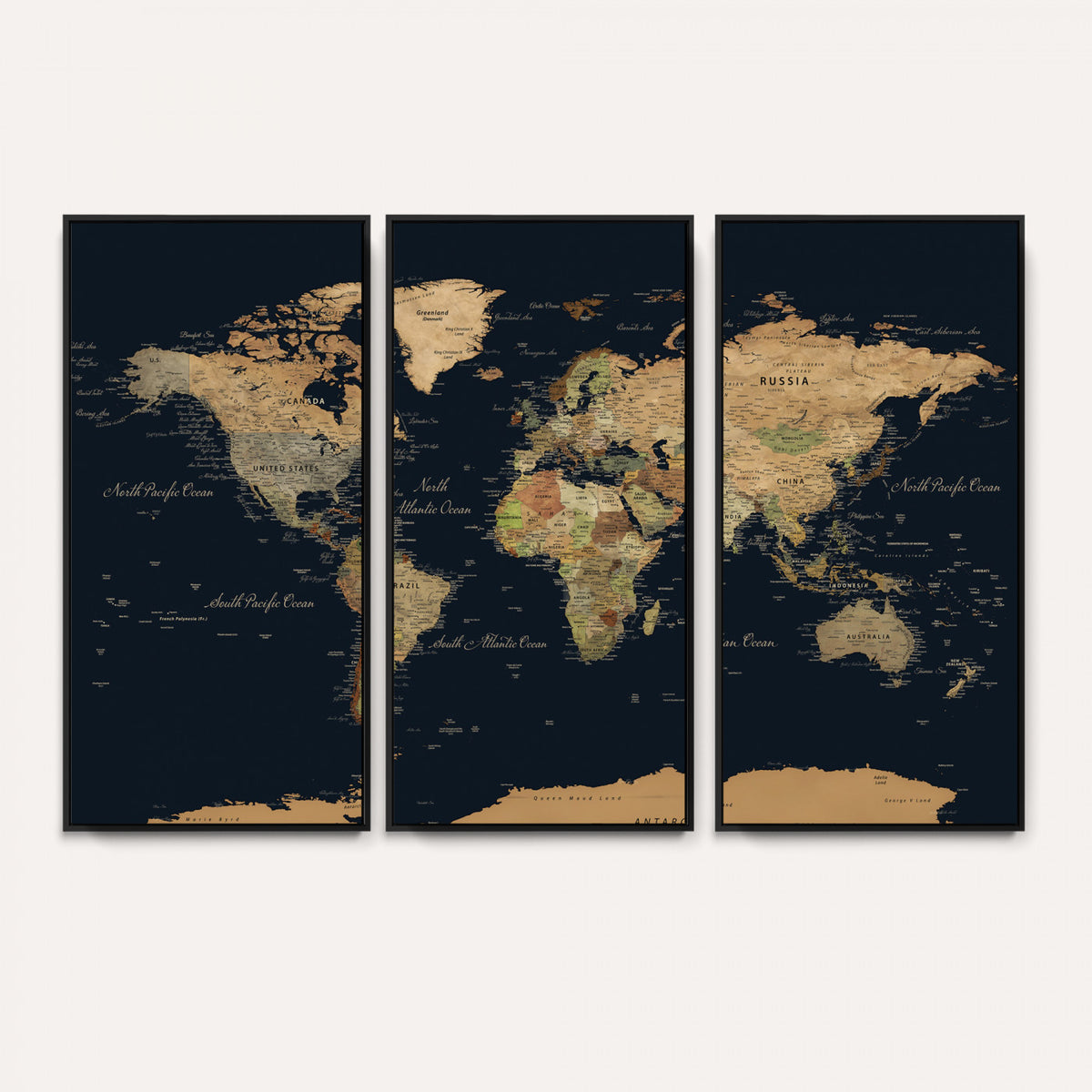 94449133-MGV-CV-36X24 - Vintage World Map Canvas on the Dark Background Wall Art