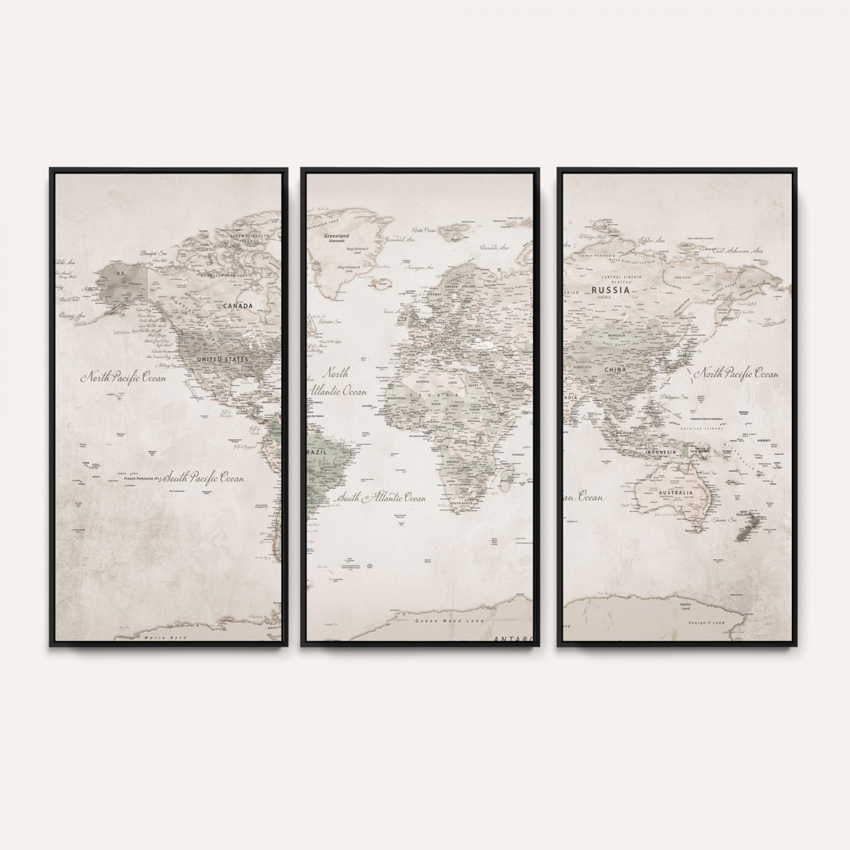 90355419-MGV-CV-36X24 - Antique Style World Map Canvas Print | Vintage Detailed World Map Art for Travel Lovers