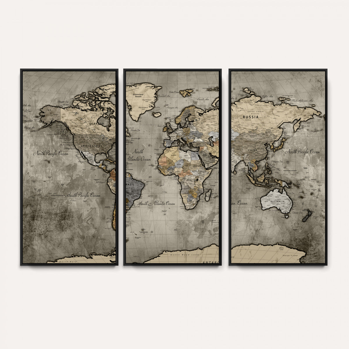 85218700-MGV-CV-36X24 - World Map Canvas Print, Detailed Map of the World Wall Art