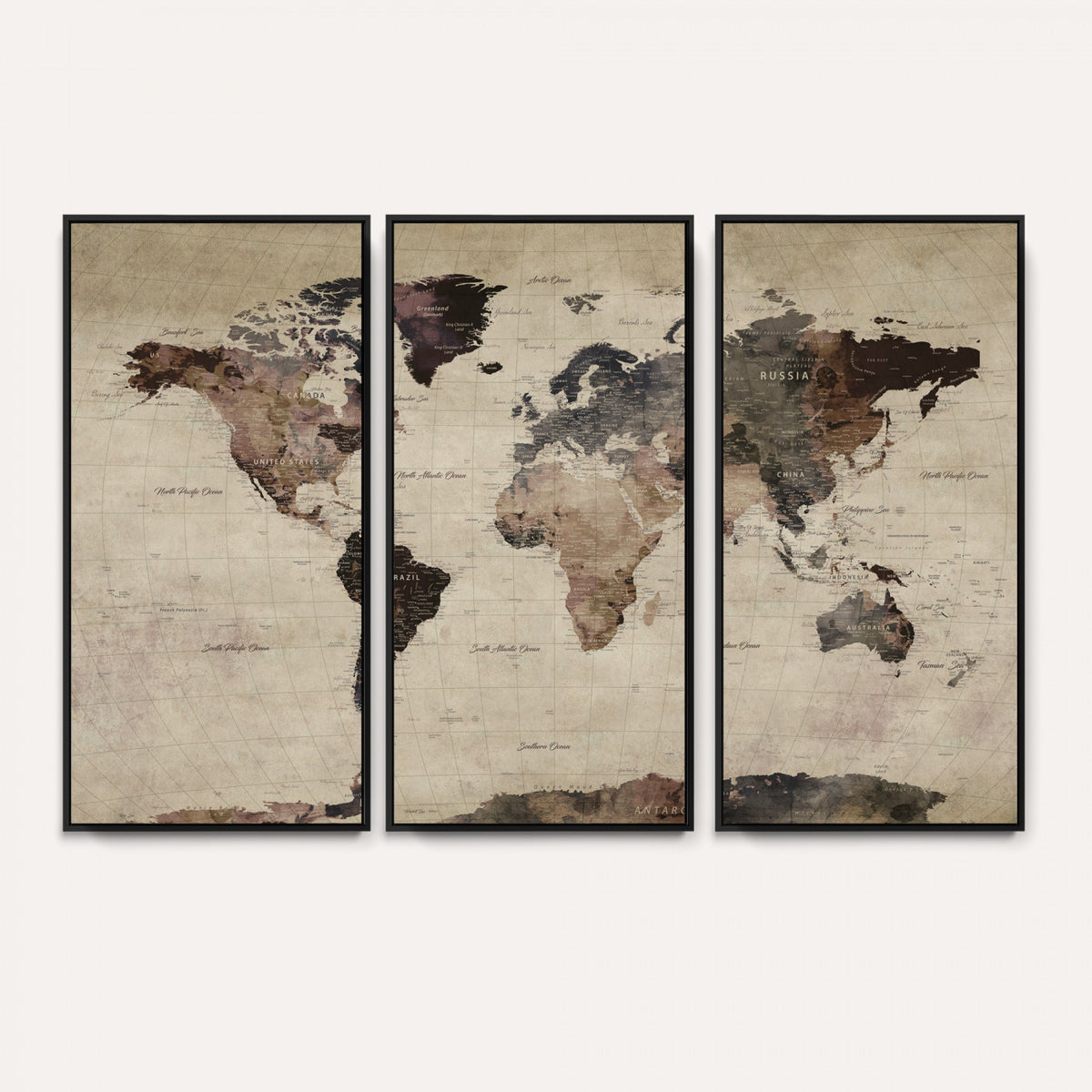 59159103-MGV-CV-36X24 - World Map Canvas Print, Detailed Map of the World, Adventure Gift for Couples and Anniversaries