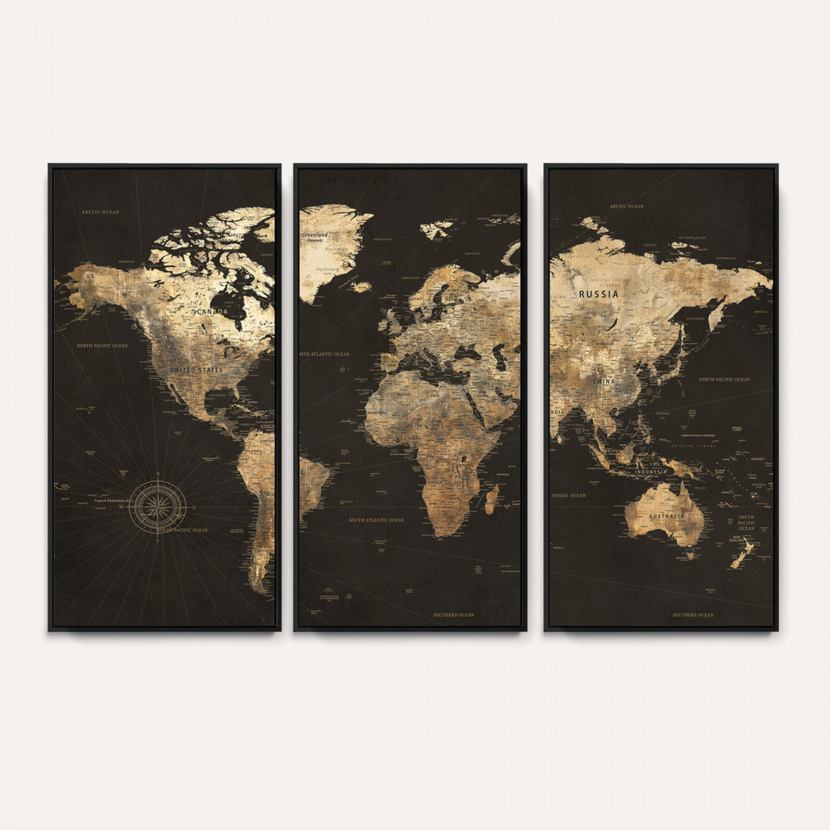 70985630-MGV-CV-36X24 - Framed World Map with Pin Canvas Print – Detailed World Map
