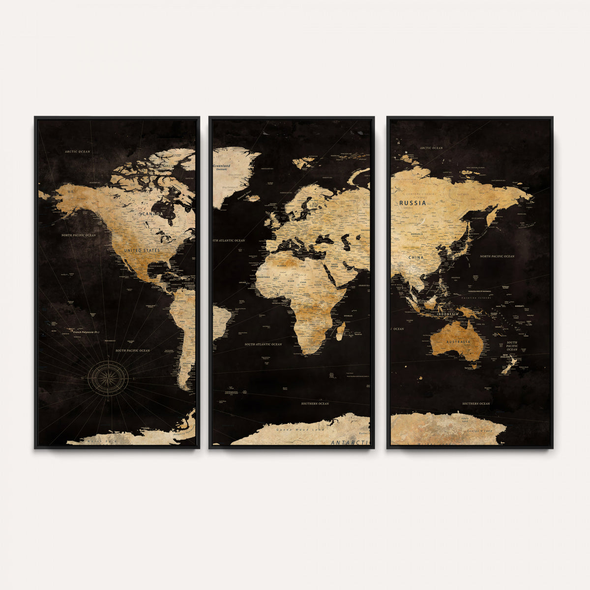 70468159-MGV-CV-36X24 - Extra Large World Map Canvas Print – Detailed Map Classic