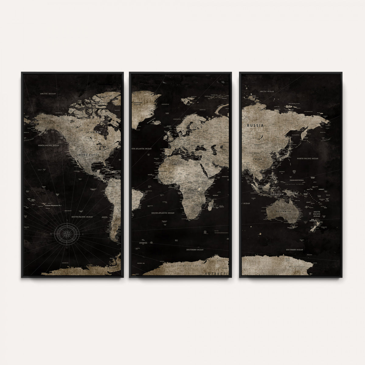 56225956-MGV-CV-36X24 - Detailed World Map Wall Art Print - Large Framed World Map