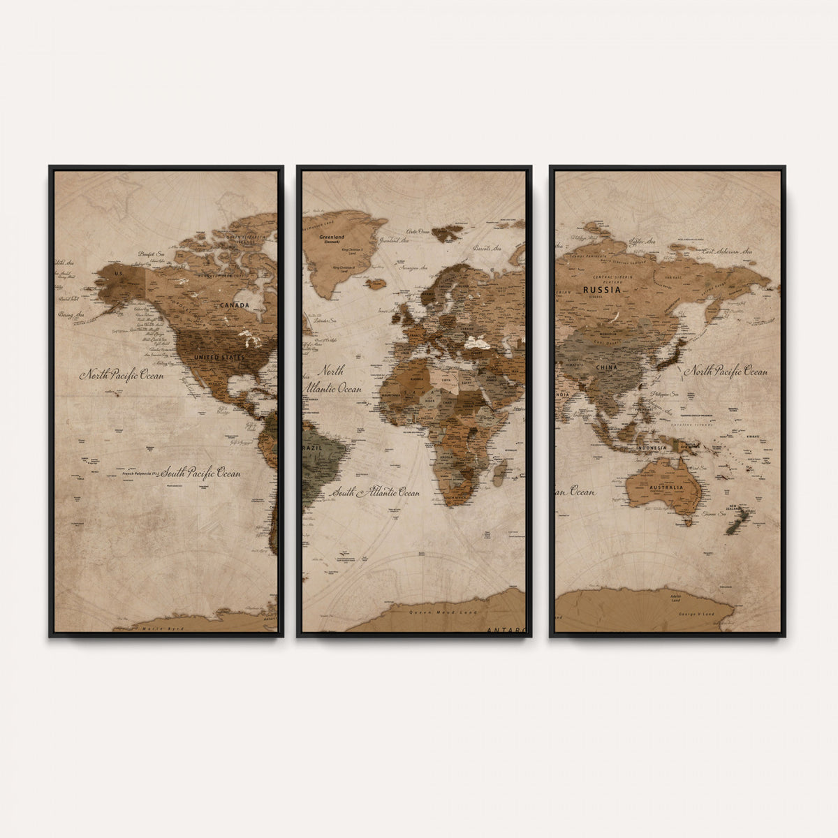 40064188-MGV-CV-36X24 - World Map Wall Art Canvas Print, Modern Decorative Framed Map Artwork Prints for Living Room, Office, Bedroom Wall Decor