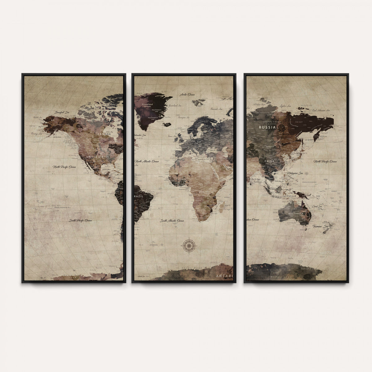 60560672-MGV-CV-36X24 - World Map Wall Art Canvas Print, Modern Decorative Framed Map Artwork Prints for Living Room, Office, Bedroom Wall Decor