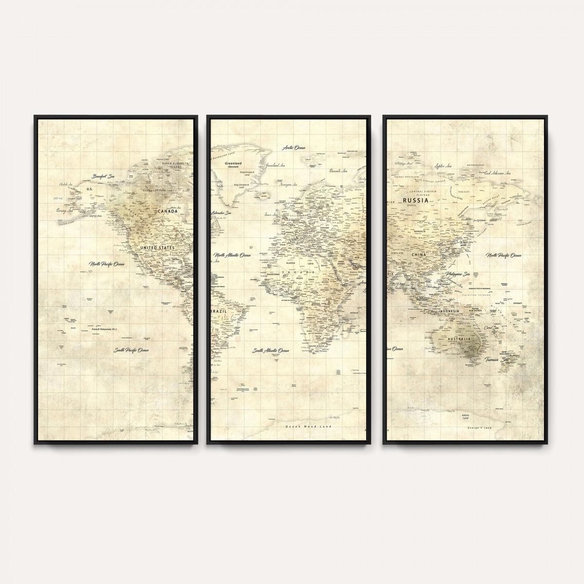 17101439-MGV-CV-36X24 - World Map Wall Art Canvas Print, Modern Decorative Framed Map Artwork Prints for Living Room, Office, Bedroom Wall Decor
