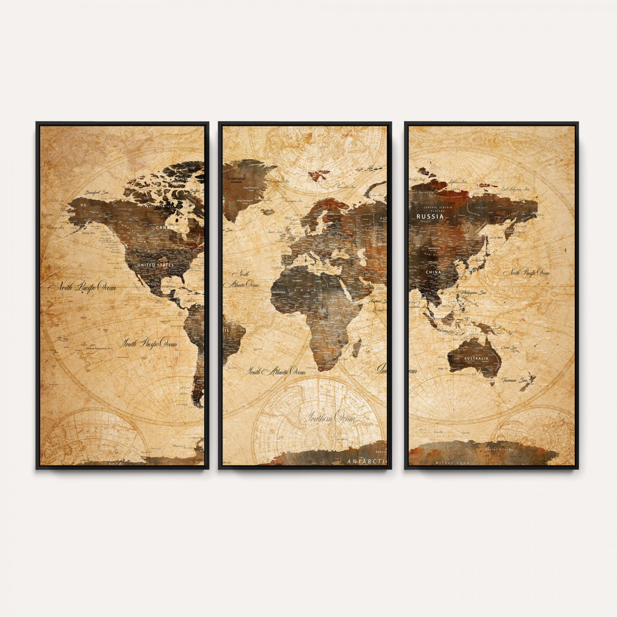 63156625-MGV-CV-36X24 - World Map Wall Art Canvas Print, Modern Decorative Framed Map Artwork Prints for Living Room, Office, Bedroom Wall Decor