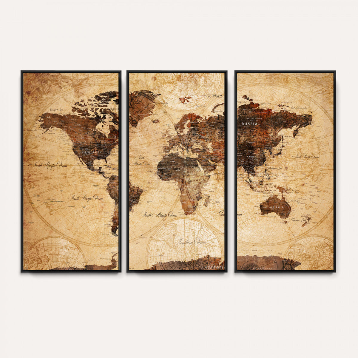 40760475-MGV-CV-36X24 - World Map Wall Art Canvas Print, Modern Decorative Framed Map Artwork Prints for Living Room, Office, Bedroom Wall Decor
