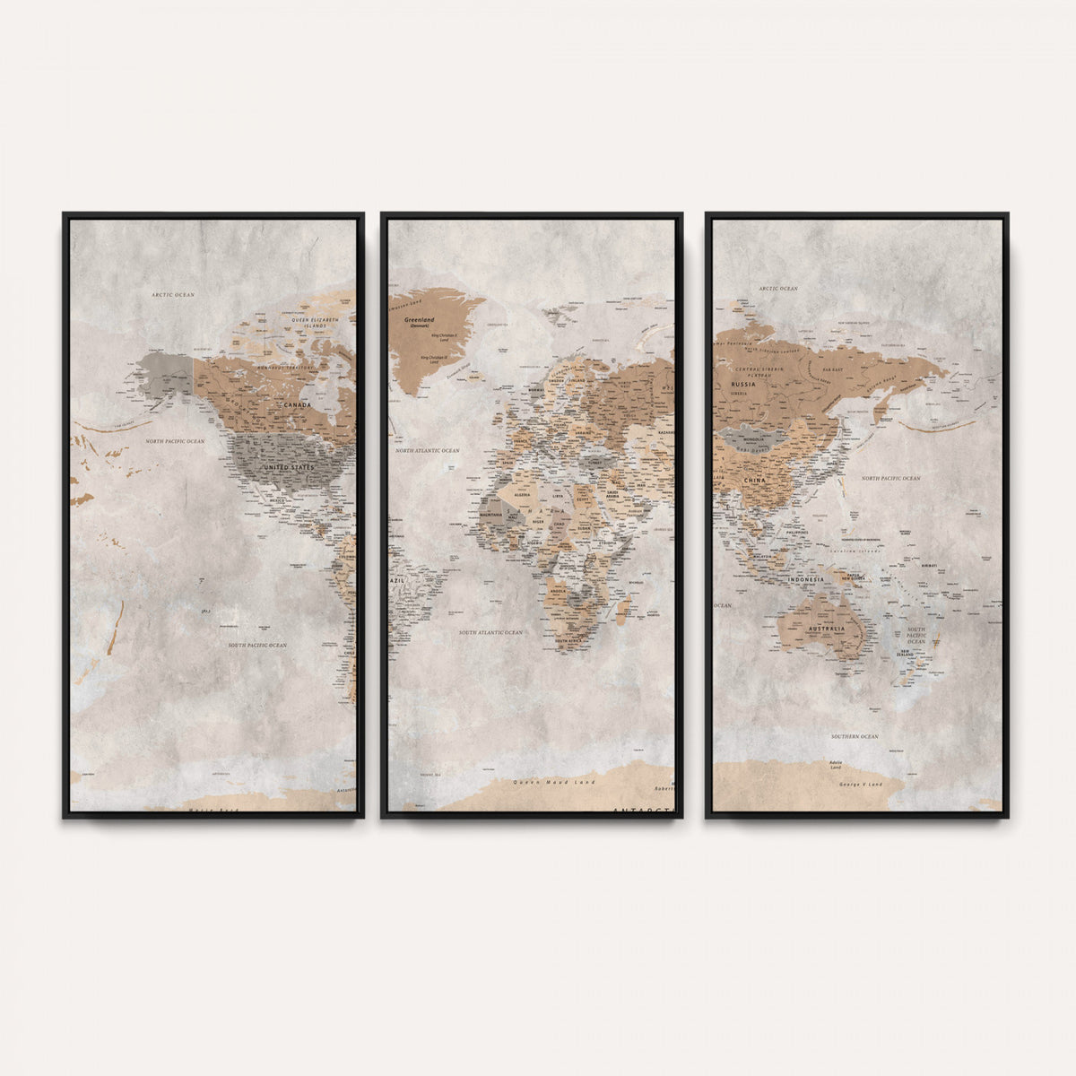 34051638-MGV-CV-36X24 - Detailed World Map Wall Art Canvas Print for Home and Office Decor
