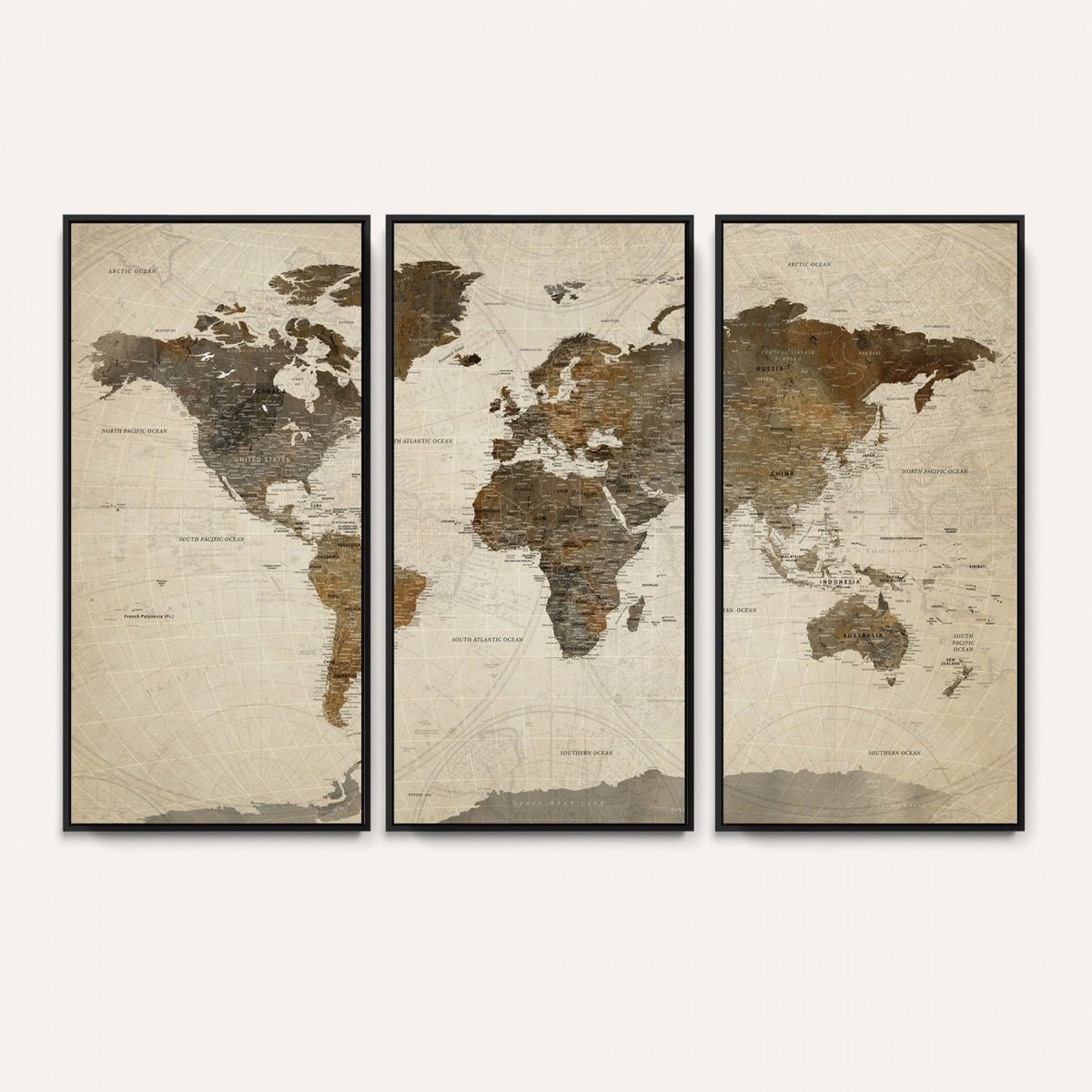 49623468-MGV-CV-36X24 - World Map Wall Art Canvas Print, Modern Decorative Framed Map Artwork Prints for Living Room, Office, Bedroom Wall Decor