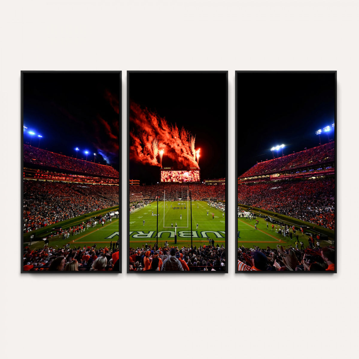 81918884-MGV-CV-36X24 - Auburn Stadium Wall Art Canvas Print, College Football Night Game Crowd, Jordan Hare Stadium Artwork