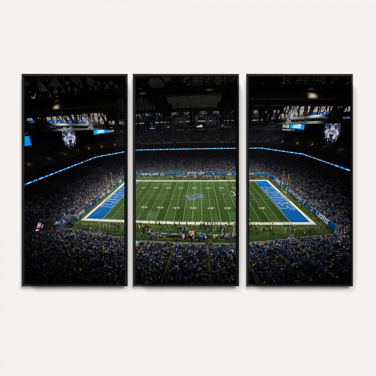 16709602-MGV-CV-36X24 - Detroit Lions Stadium Wall Art Canvas Print, Football Field Panorama