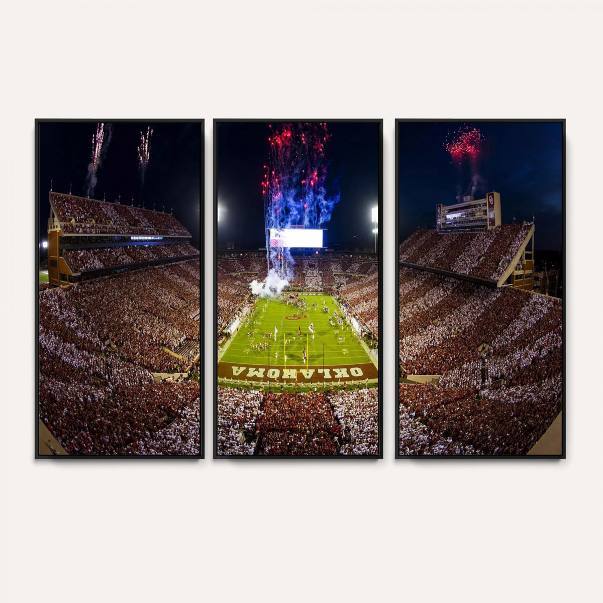 43197777-MGV-CV-36X24 - Oklahoma Memorial Stadium Wall Art Canvas Print – Oklahoma Sooners Football Artwork for Home, Office, and Sports Room Decor