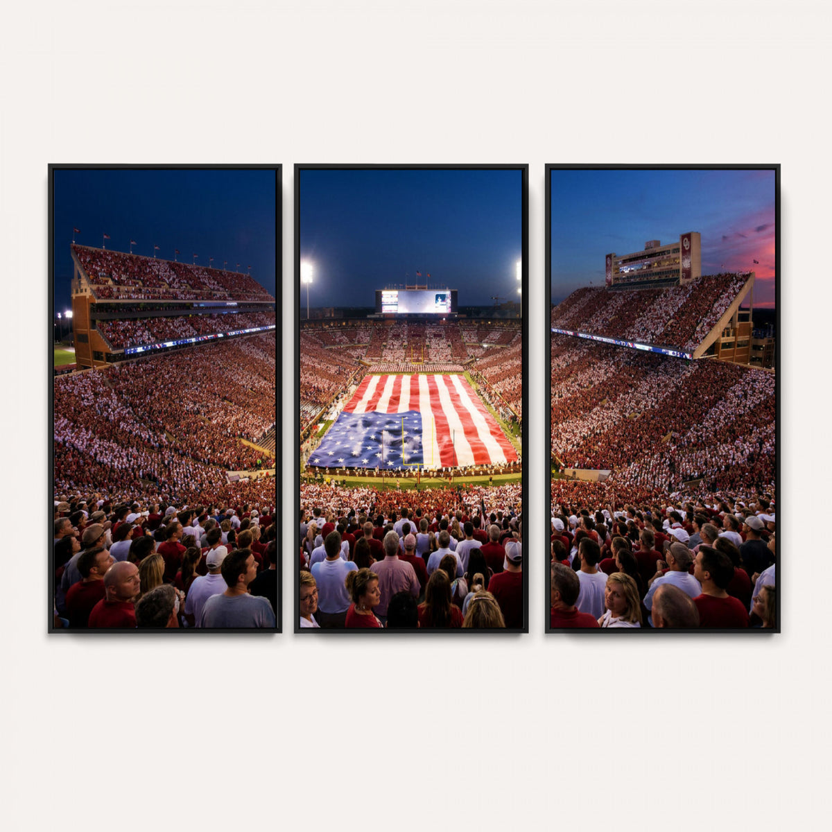 59917418-MGV-CV-36X24 - Oklahoma Memorial Stadium Wall Art Canvas Print | Oklahoma Sooners Football Artwork for Home, Office, and Sports Room Decor