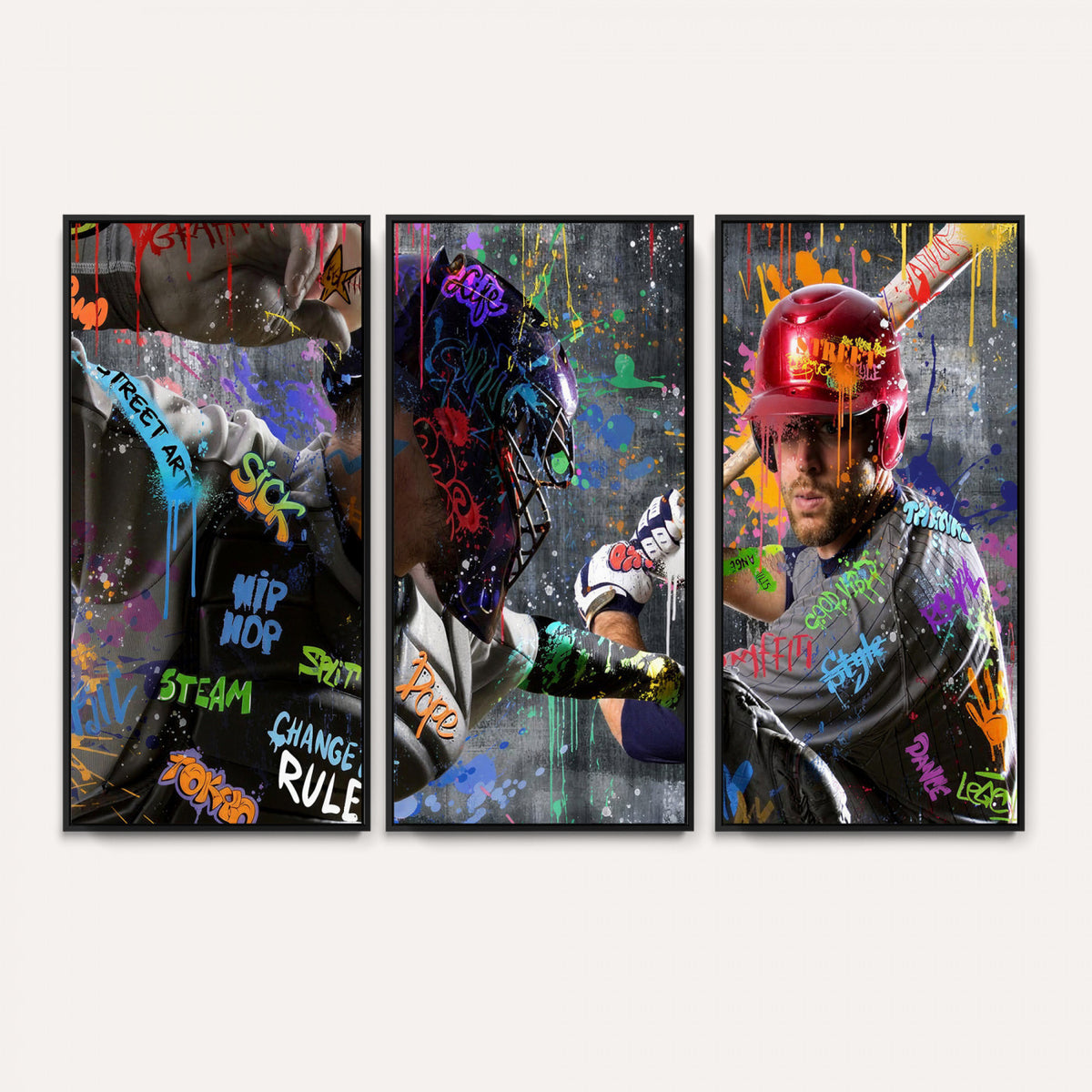 19634994-MGV-CV-36X24 - Graffiti Baseball Player Street Art Wall Art Canvas Print